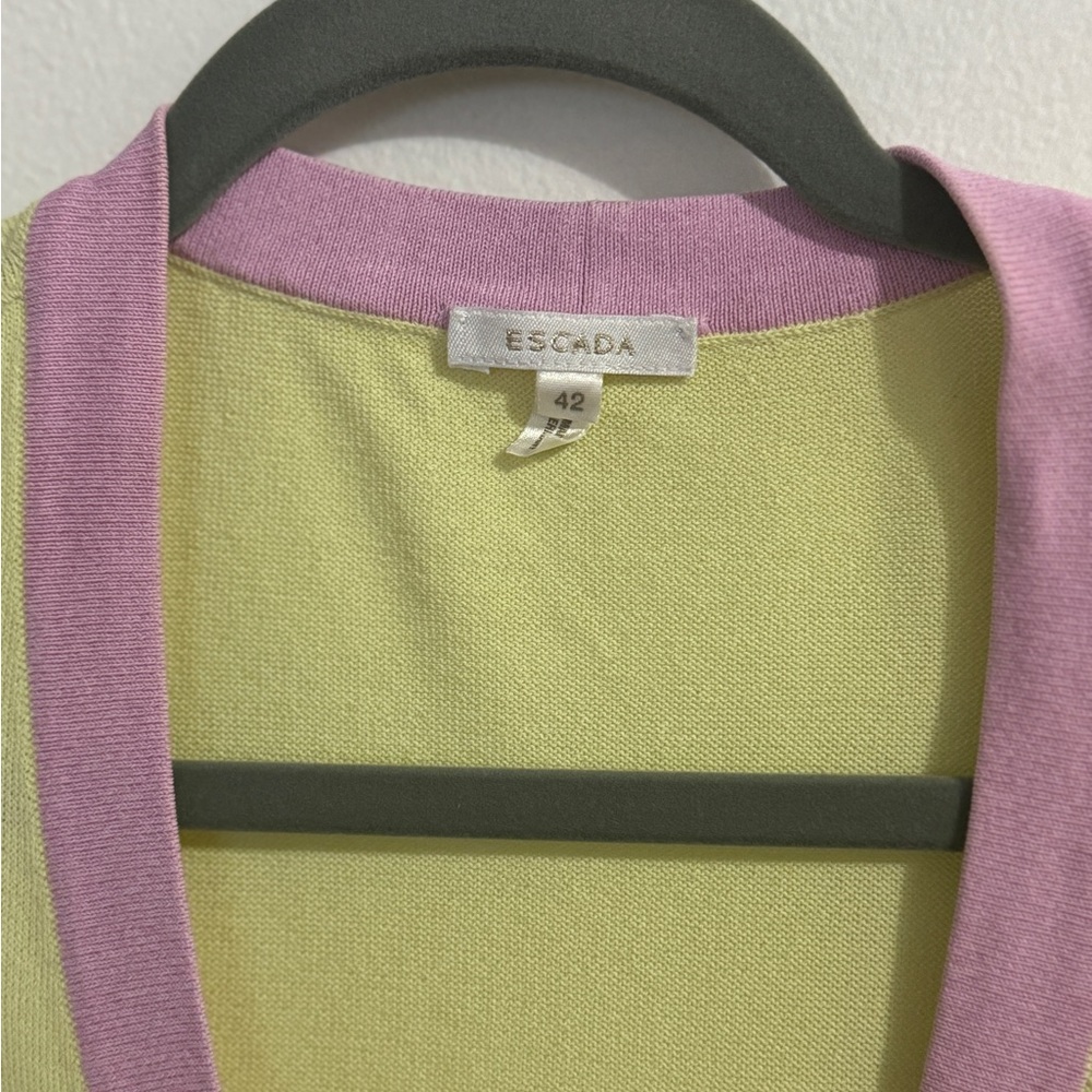 Escada Cotton Blend Faint Neon Lightweight Semi Sheer Cardigan Sweater